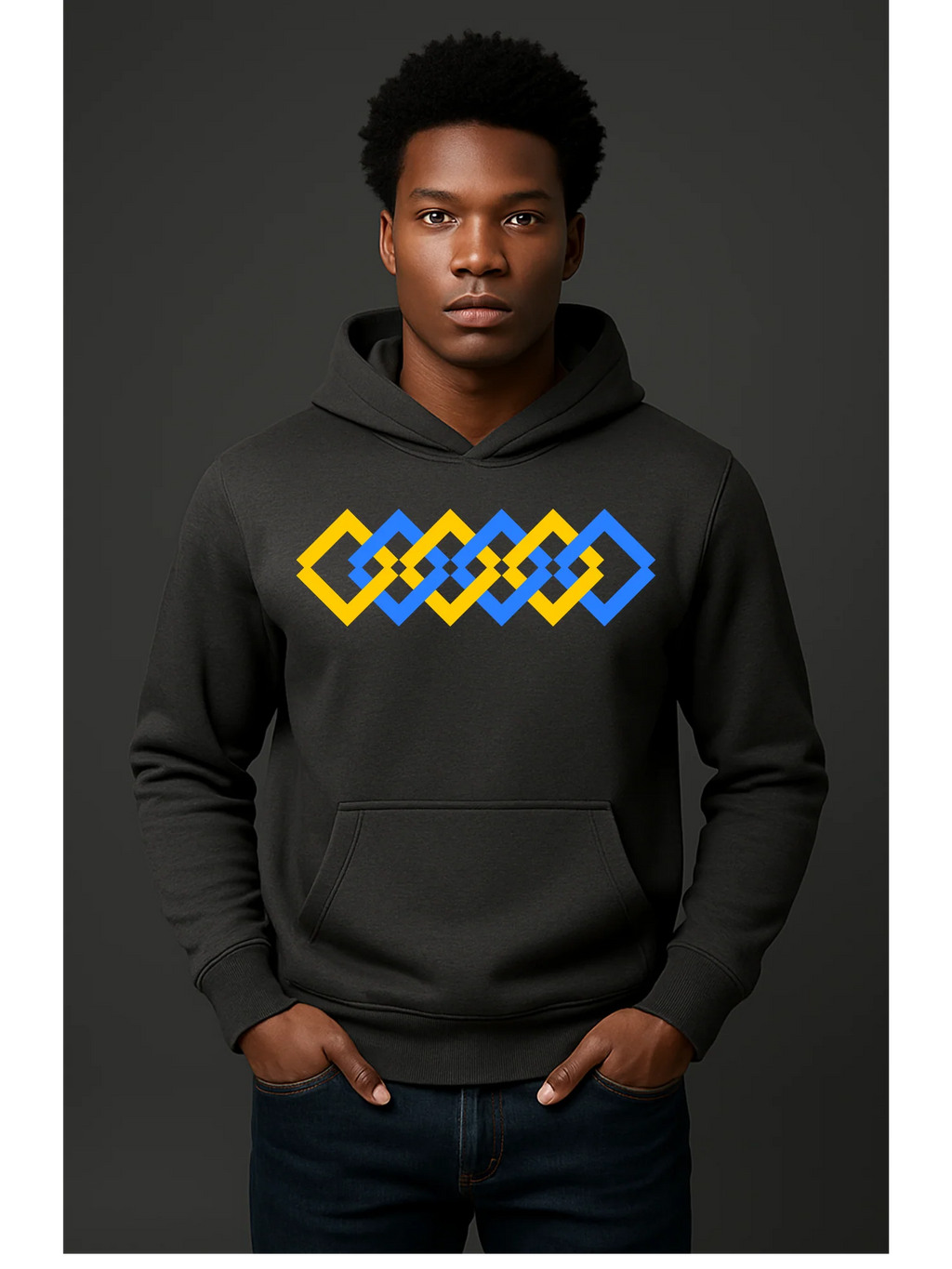 The Adidas Fleece Unisex Hoodie with Tribal Print & African Print Logo