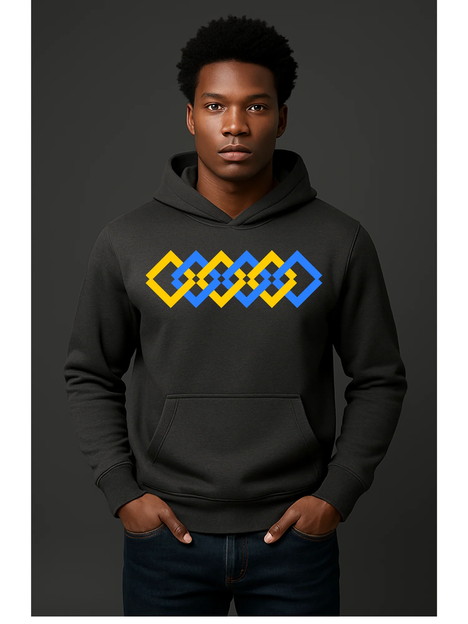 The Adidas Fleece Unisex Hoodie with Tribal Print & African Print Logo