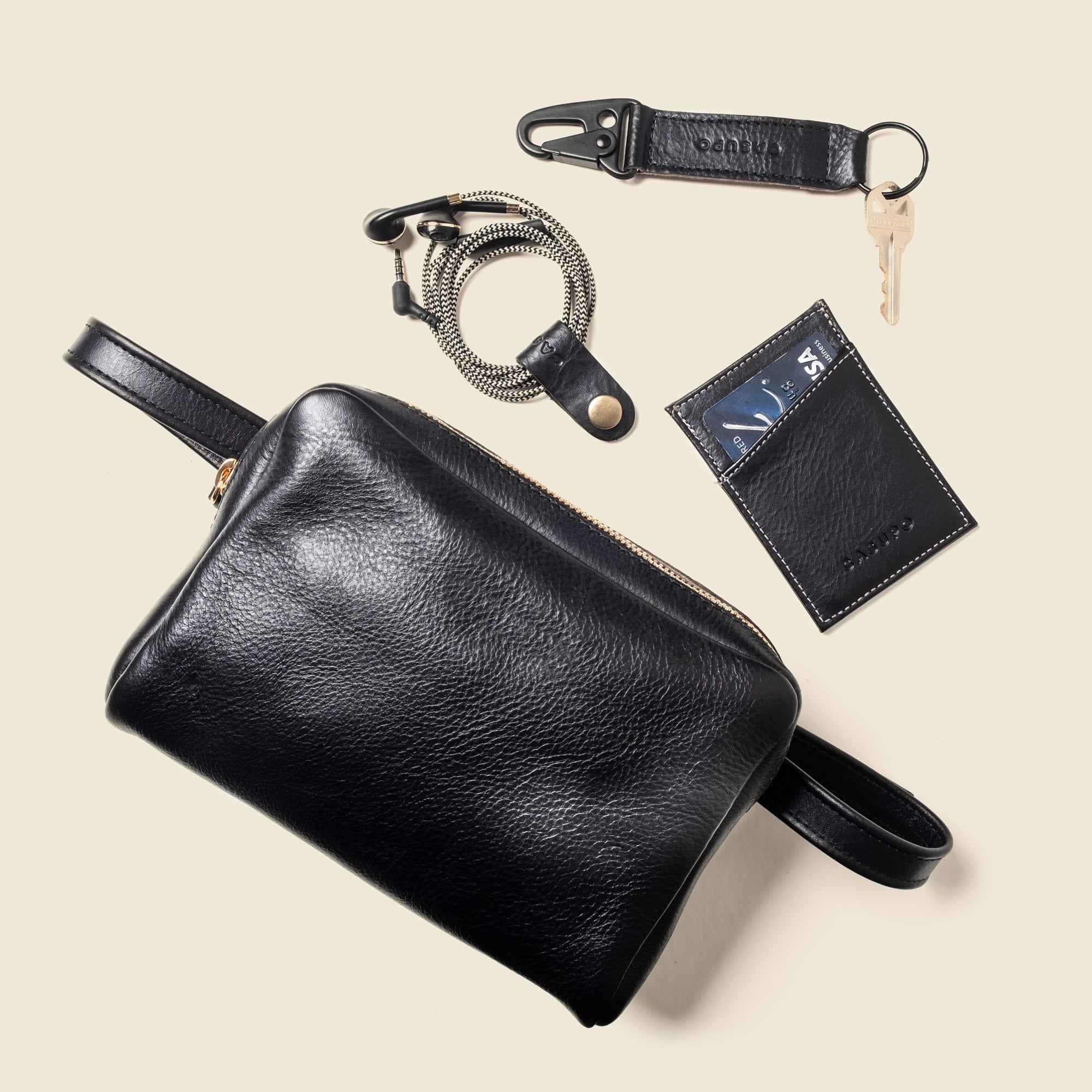 Leather Fanny Pack - Black